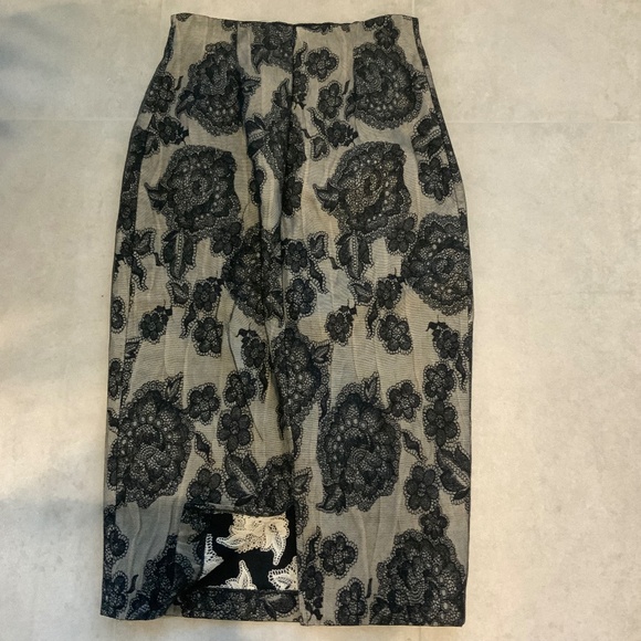Plein Sud Indie Grunge Floral  Mesh Sharp Pencil Skirt Vamp Chic Black Gray FR38 - Picture 4 of 13